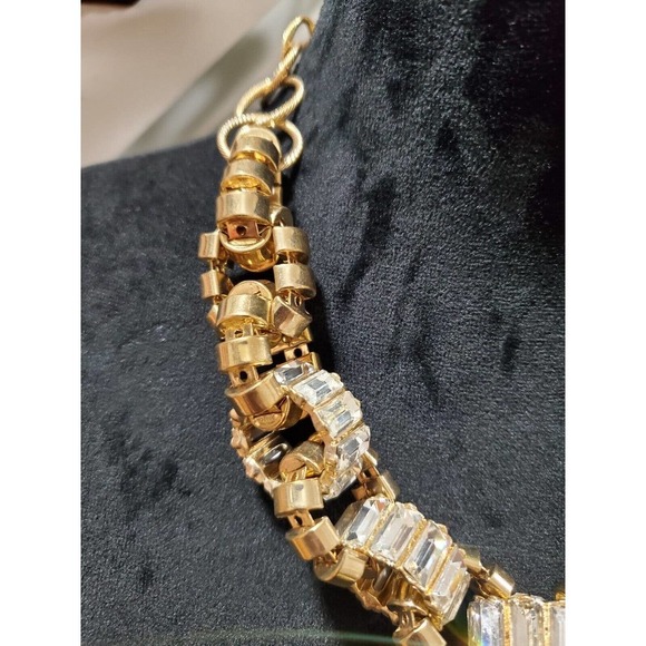 Traci Lynn Gold Color with Clear Rhinestone Lobster Clasp Closure Necklace - Picture 3 of 8